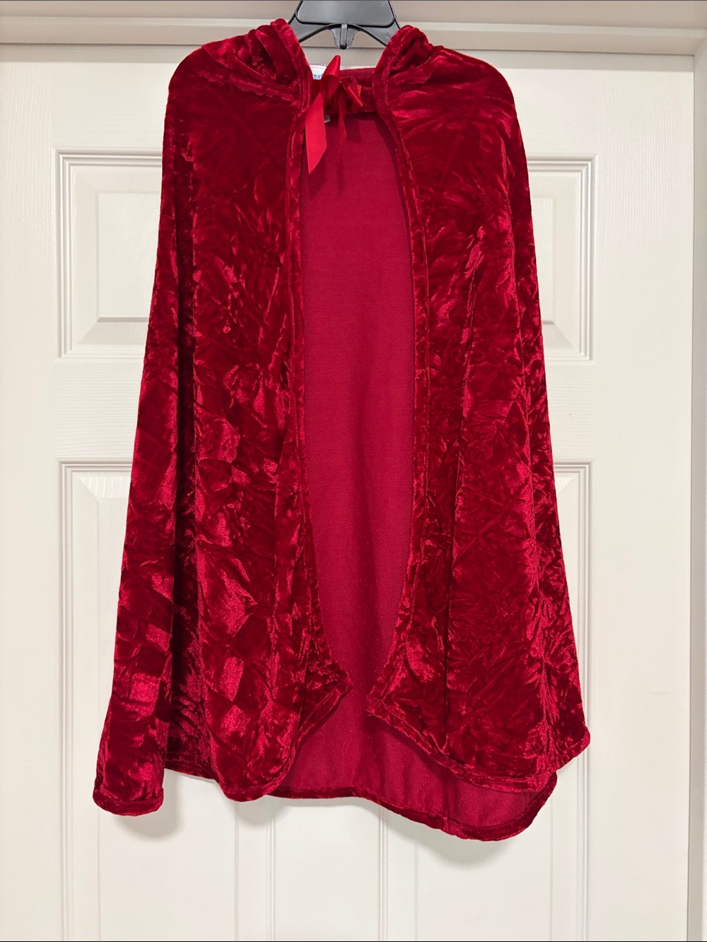 Children's Red Velvet Hooded Poncho Shrug Costume Dress-up Play